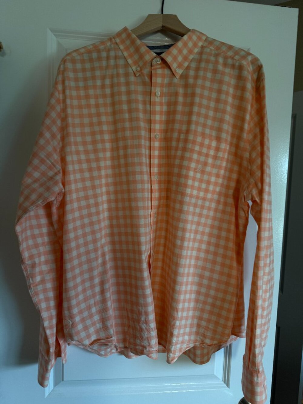 Nautica Button Down Orange/White Dress Shirt - XXL